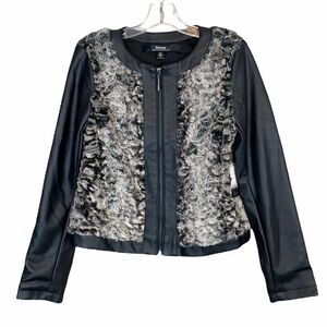 Kensie Faux Fur Vegan Leather Jacket Size Large